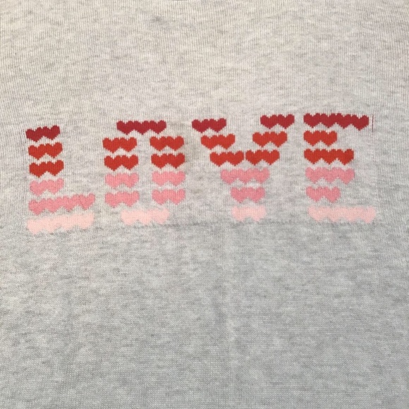 Festive Women’s Cream Round Neck Knit Long Sleeve with LOVE printed in heart - Picture 2 of 4